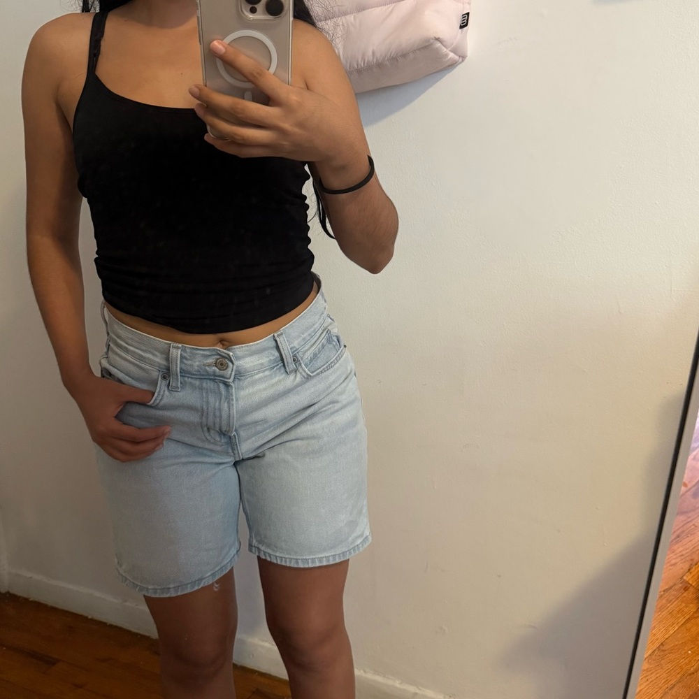Light wash denim shorts